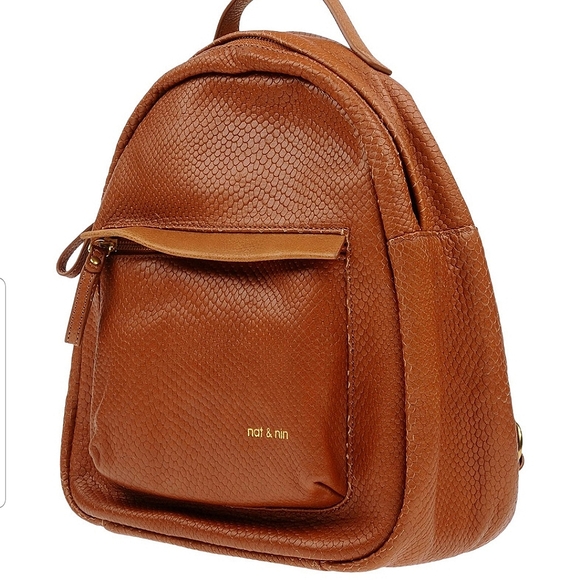 Snake/Reptile Print Tan Genuine Leather Backpack - Picture 1 of 3